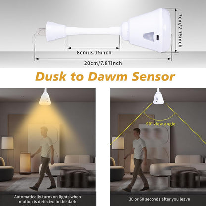 2 Pcs Plug in Motion Sensor Night Light Indoor LED Infrared Motion Detector Night Light for AC Outlet, Dusk to Dawn Sensor, 360° Rotating for Stairs Garage, 6W Cool White Light US Plug