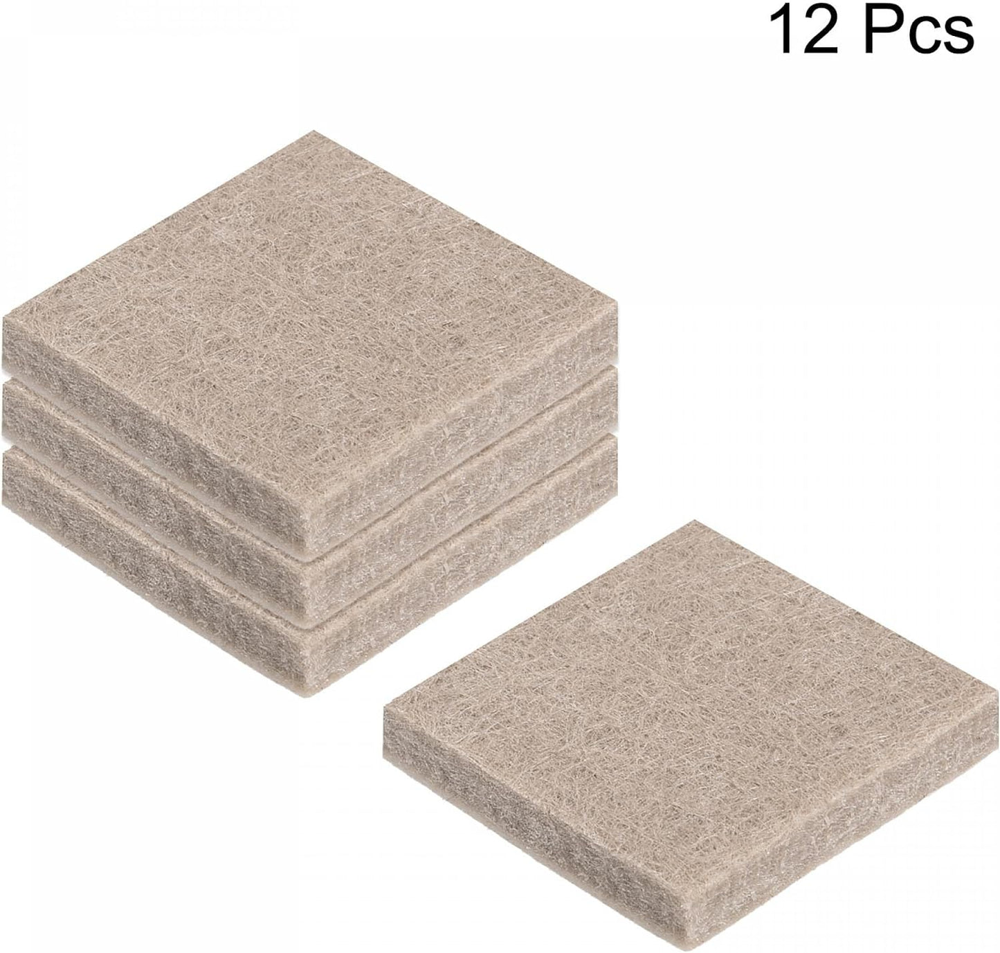 uxcell Felt Furniture Pads Self Adhesive Square Furniture Felt Pads, Anti Scratch Floor Protectors for Furniture Legs Hardwood Floor 2 Inch x 2 Inch Beige 12pcs