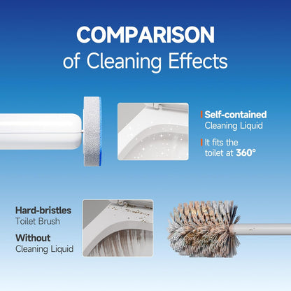 Disposable Toilet Brush and Holder Set with 18 Bowl Wand Cleaners Refill Pads, Bathroom Wall Mounted Toilet Bowl Cleaners Kit.