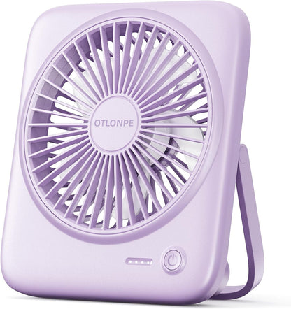 Otlonpe Personal Portable Desk Fan, 4000mAh Small Rechargeable Portable Fan Battery Operated & USB Powered for Travel Sleeping Bedroom Office Home Table, Cordless, Quiet, 4-Speed, 6.5 Inch (Black)