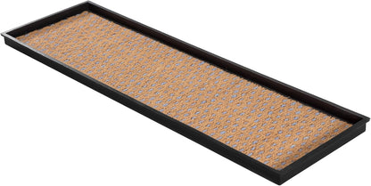 Anji Mountain Heavy Duty Waterproof Rubber Shoe Storage Mat Organizer/Boot Storage Tray Multi Use for Entryway with Coir, Tan Insert, Fits 4 Pair (46.5" Wide)