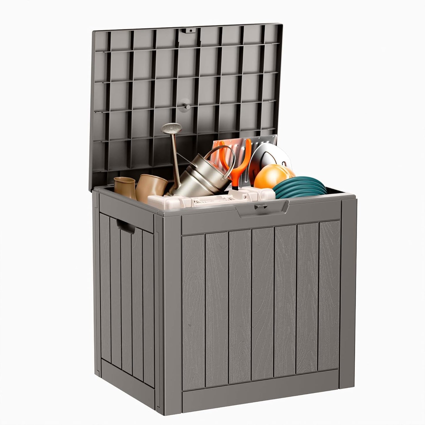 Vixzen 55 Gallon Deck Boxes Outdoor Waterproof, Lockable Resin Storage Box with lid for Furniture Cushions, Weatherproof Containers Outside Storage Boxes for Garden Patio Pool Tools(Black, 55 Gallon)