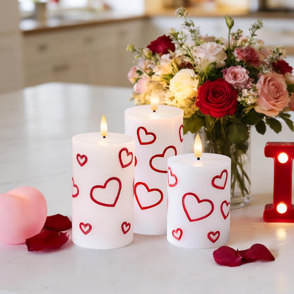White Flameless Pillar Candles, Battery Operated Wax Candles with Remote, Flat Top Flickering Flameless Candles, LED Candle for Home, Wedding, Party Decor, Set of 3, Φ 3" H 4" 5" 6"
