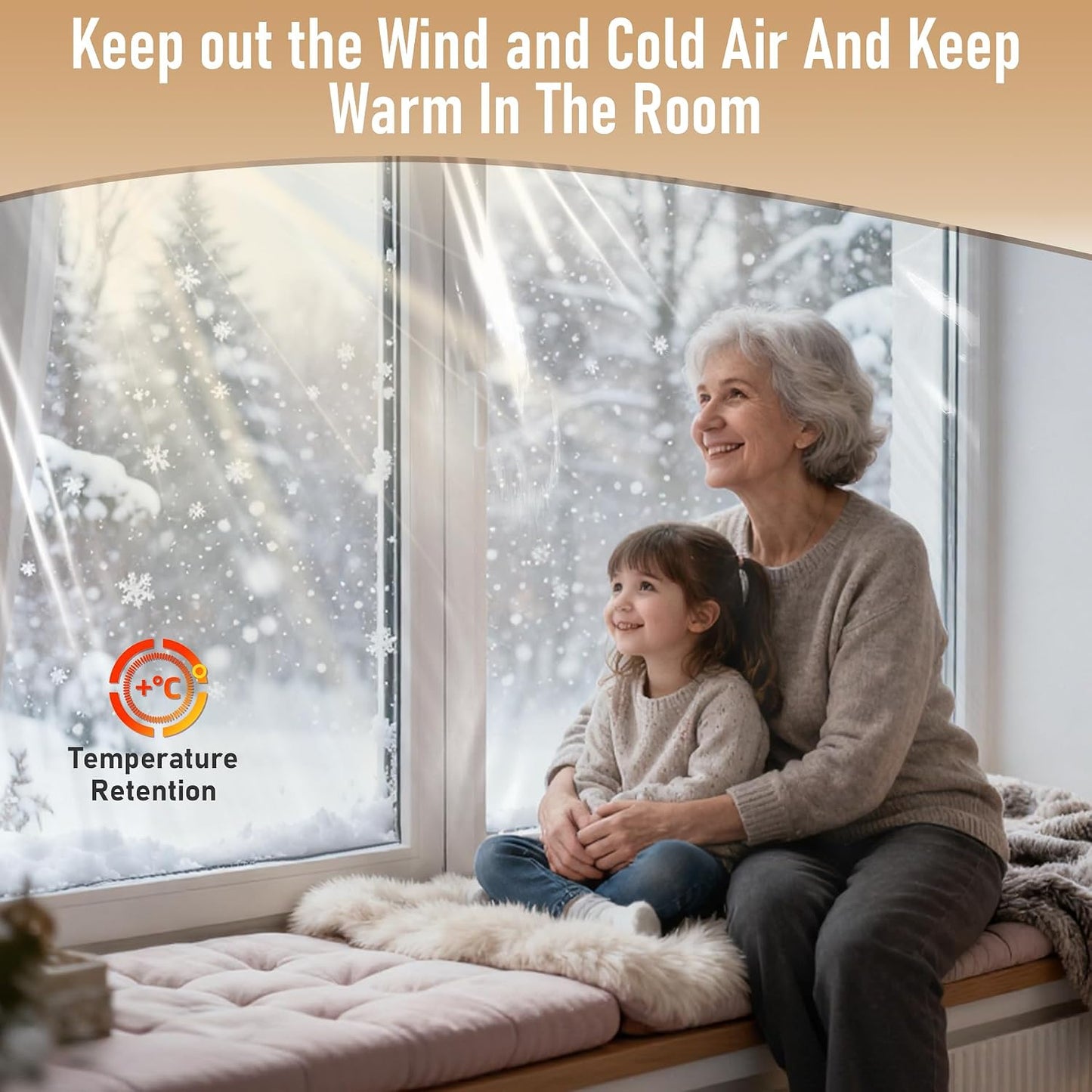 Window Insulation Kit for Winter,Plastic Shrink Film & Strong Tape, Indoor Thermal Seal to Block Drafts, Cold Air for Windows and Patio Doors,5-Pack(42"W x 62"T)