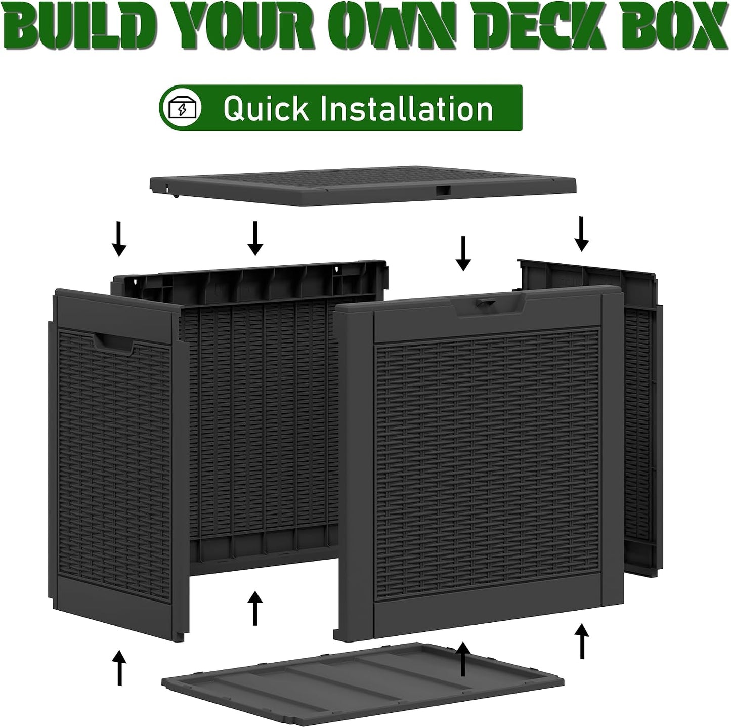 Outdoor Storage Deck Boxes Waterproof, Waterproof and UV Resistant Outdoor Storage Box Lockable Lid for Delivery Box, Indoor, Garden Tools, Pool Supplies, Patio (Black, 31 Gallon)