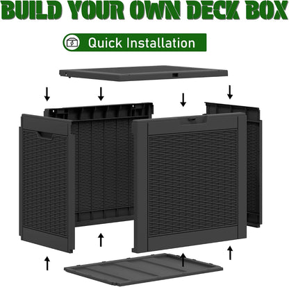 Outdoor Storage Deck Boxes Waterproof, Waterproof and UV Resistant Outdoor Storage Box Lockable Lid for Delivery Box, Indoor, Garden Tools, Pool Supplies, Patio (Black, 31 Gallon)