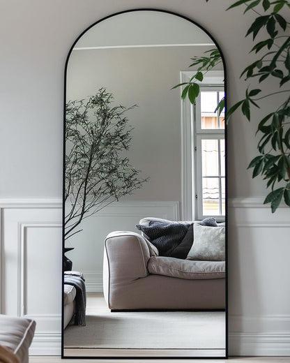 Antok 58" x19” Arched Full Length Floor Mirror, Gold Aluminum Frame, Free Standing/Wall Mount/Leaning for Bedroom, Living Room, Dressing Room