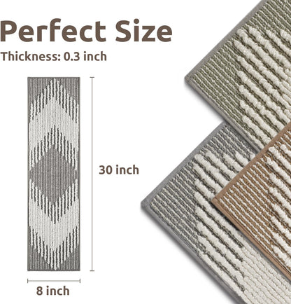 PADOOR 15PC Stair-Treads Non Slip, 3D Peel and Stick Stair Treads for Wooden Steps Indoor, Stair-Carpet Treads Washable Reusable Adhesive Stair-Runner Rugs for Kids and Dogs 8"x30" Brown