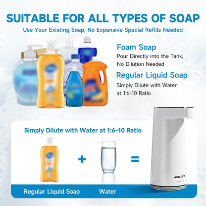 2026 Patent Edition Automatic Soap Dispenser Touchless, 300ml Hand Soap Dispenser with 4 Adjustable Foam Levels, IPX5 Waterproof Rechargeable Foaming Soap Dispenser for Kitchen & Bathroom
