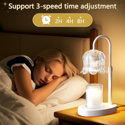 CRMILL Candle Warmer Lamp Electric Timer - Candles Warming Light Height Adjustable Dimmable Warmers Flower Lamps No Flame Heat Warm Melt Wax Jar Modern Home Decor Table Lights for Home Living Bedroom