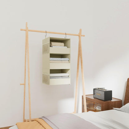 3-Shelf Hanging Closet Organizer, Washable Foldable Storage, Dark Gray | Front lip keeps items secure; side pockets add room; Oxford fabric handles towels, shirts, baby items, dorms, RVs or travel.