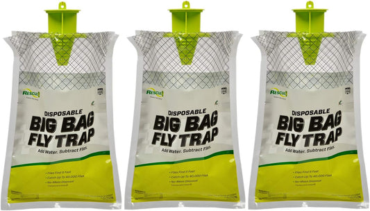 RESCUE! Big Bag Fly Trap – Disposable, Outdoor Use - 3 Traps