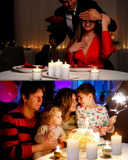 Leelosp 6 Pack Flameless Candles with Remote Timer, Battery Operated Flickering Flameless Candles Bulk Flat Top Pillar LED for Wedding Festival Outdoor Home Decor D 3'' H 4'' 5'' 6''(White)
