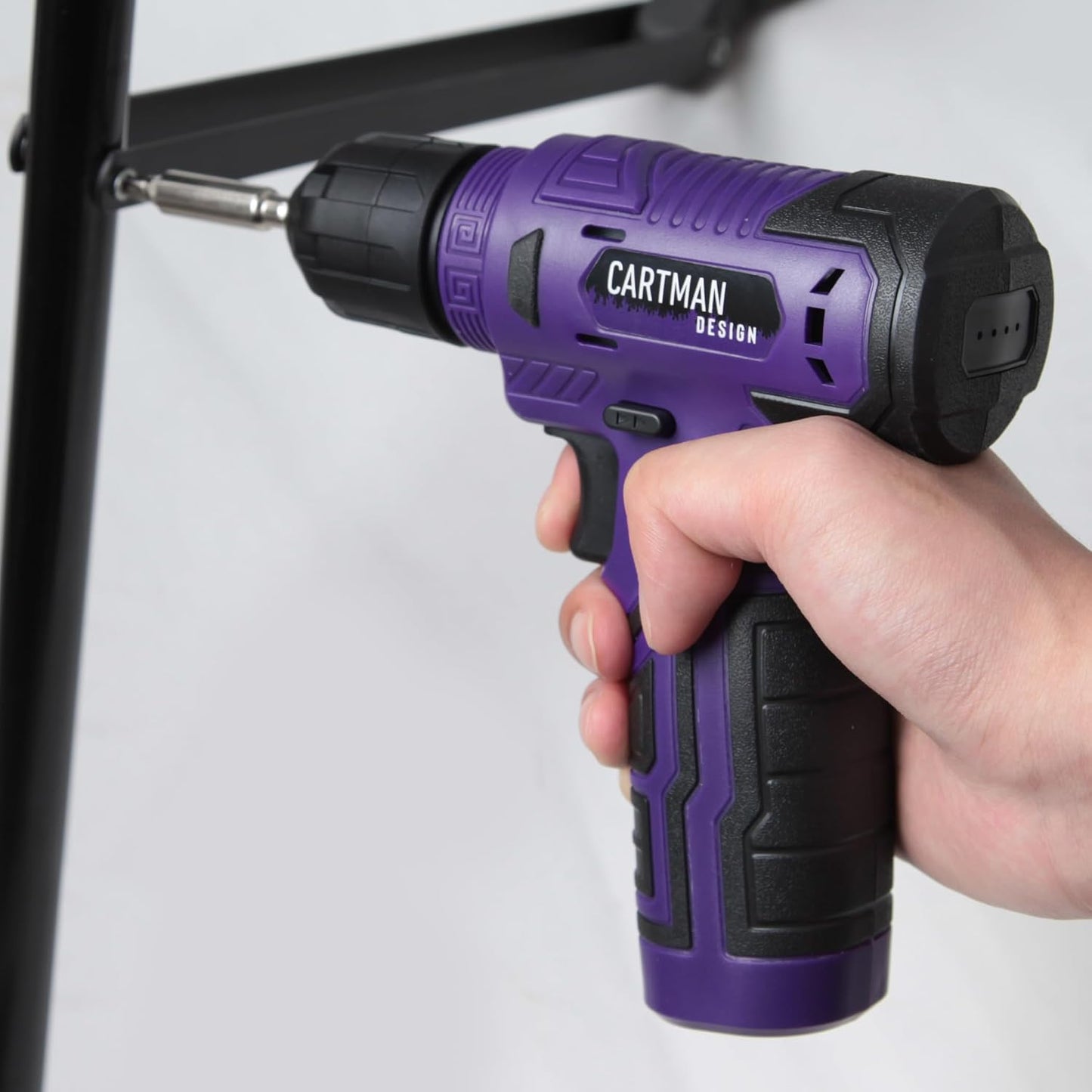 CARTMAN 150PCS 8V Cordless Drill Hand Tool Set, Purple Household Repair Kit | All-Inclusive Tool Assortment With 8V Drill, Great For Home Upkeep, DIY Crafting And Daily Household Fixes