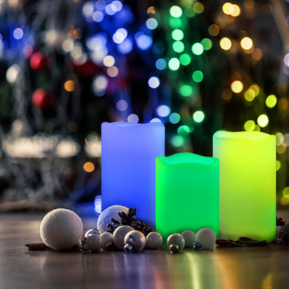 CANDLE CHOICE Waterproof Outdoor Battery Operated Flameless Candles with Remote Timer Plastic Flickering Fake Electric LED Pillars for Lantern Garden Wedding Christmas Decorations 3x4 Inches 3 PCS