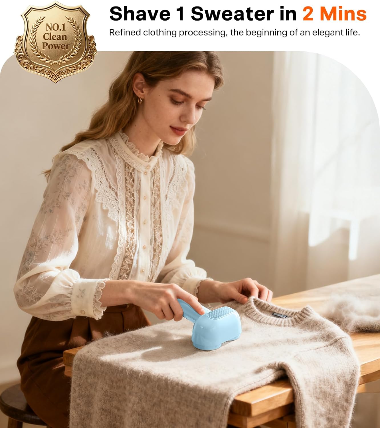 TORRAS Rechargeable Fabric Shaver Electric Lint Remover 3-Speed Remove Fuzz, Pilling for Cashmere, Wool, Clothes, Sweater, Coat, Furniture, Clothes depiller with Replacement Blades