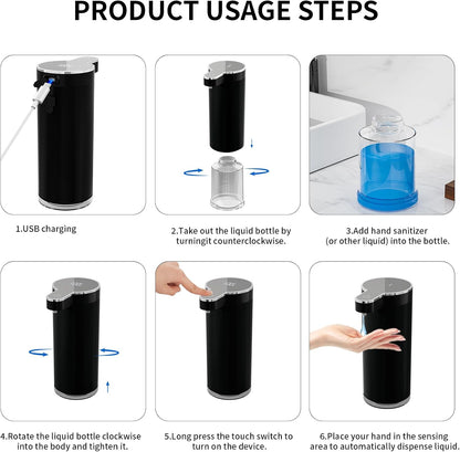 Automatic Foaming Soap Dispenser,Touchless Foam Soap Dispenser,12oz Rechargeabled Wall Mounted Smart for Bathroom and Kitchen Dish Soap,Easy for Toddlers（Brushed Silver）