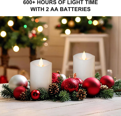 3x4 Flickering Flameless Candles Set of 3,Real Wax Pillar LED Candles,with Timer,4 inch Flameless Candles with Remote,for Party Wedding Holiday Home Decor,Ivory