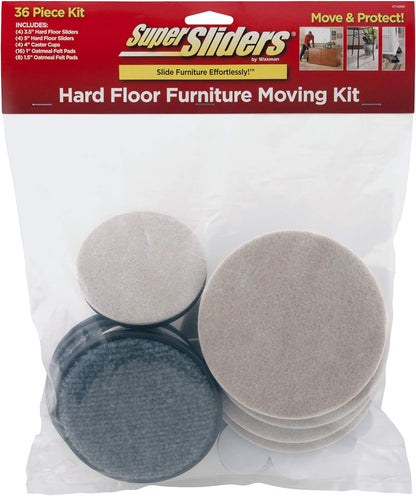 Super Sliders Moving Kit Combo Pack, Reusable Furniture Movers and Felt Pads for Hardwood, Beige (36 Pack)