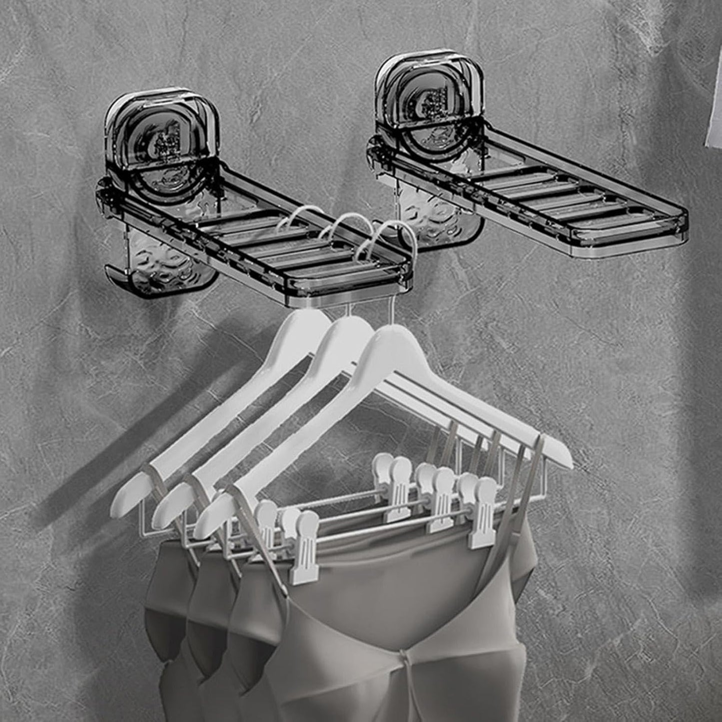 Laundry Drying Rack Wall Mount Clip On Clothes Dryer Bar, 6 Holes, | Clothes Drying Rack for Outdoor Camping, Hotel, Student Apartments, Travel, Hotel Stays, Business Trips, Household