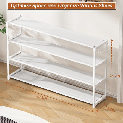 LUKYTOWER Extra Long Shoe Rack 2 Tier Shoe Storage Organizer Wide Stackable Shoe Organizer Racks for Closet Entryway,Shoe Shelf Stand Sturdy Durable Shoes Rack Holder Save Space