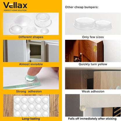 128 Clear Cabinet Bumper Pads – Self-Adhesive Silicone Set with 5 Unique Shapes for Doors, Drawers & Furniture – Premium Sound Dampening Pads for Surface Protection