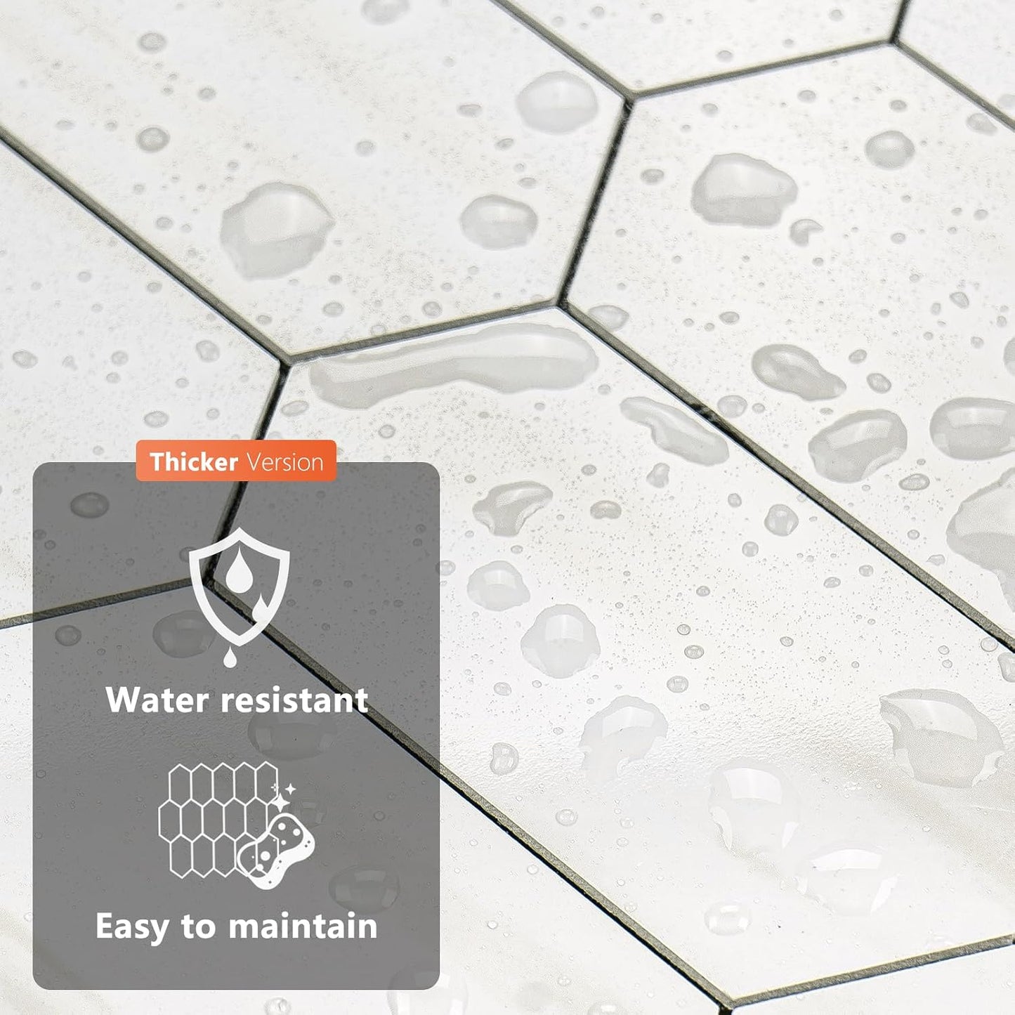 Vamos Tile Long Hexagon Peel and Stick Backsplash Tile - 10 Sheets Stick on Backsplash for Kitchen and Bathroom 12.4 x 12 Inch Glossy Wood Grain PVC Self Adhesive Mosaic Wall Tiles