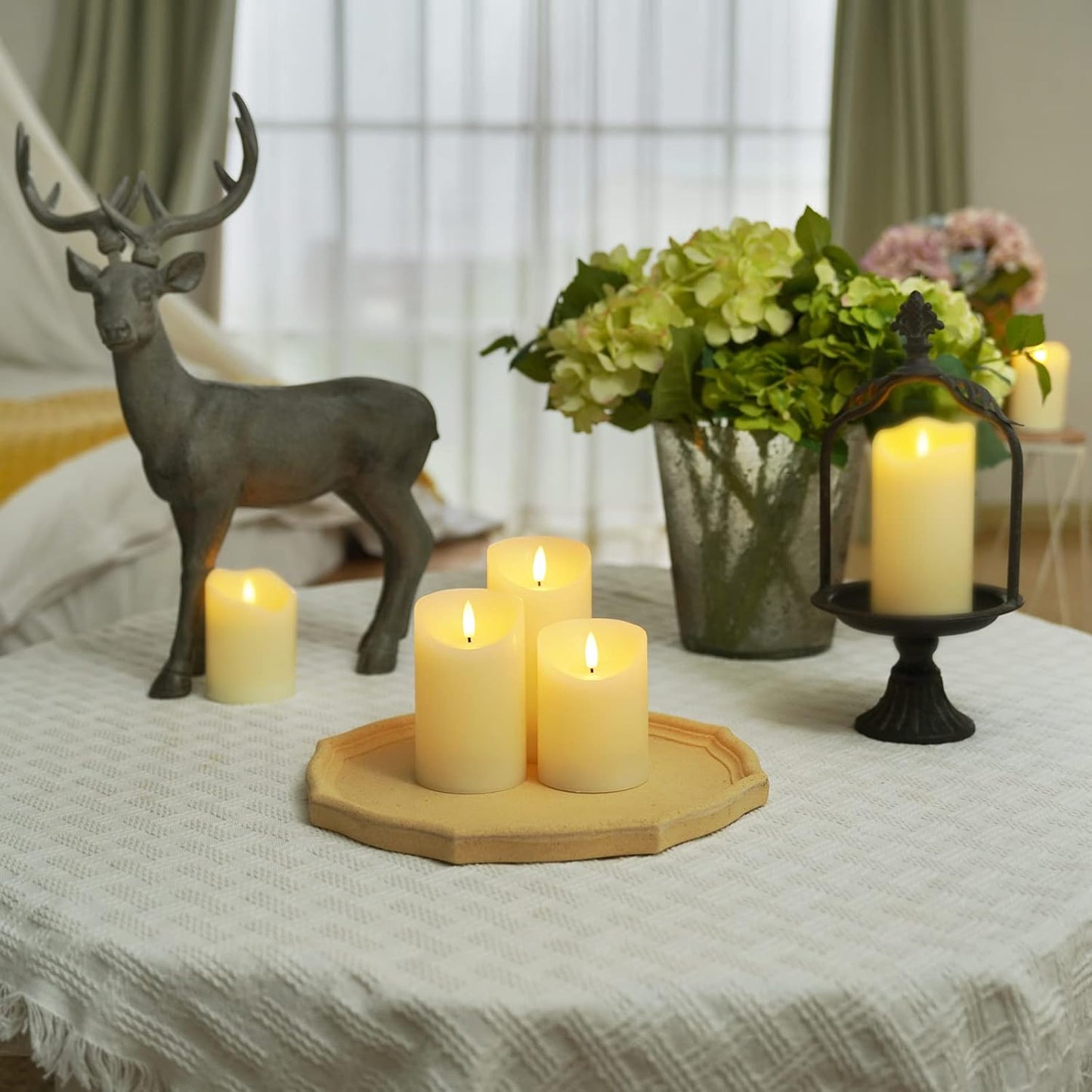 Homemory Dripping Wax Flameless Candles, Battery Operated Candles with Remote Control and Timers, LED Pillar Candles, Electric Fake Candles, 3" x 6", Set of 2