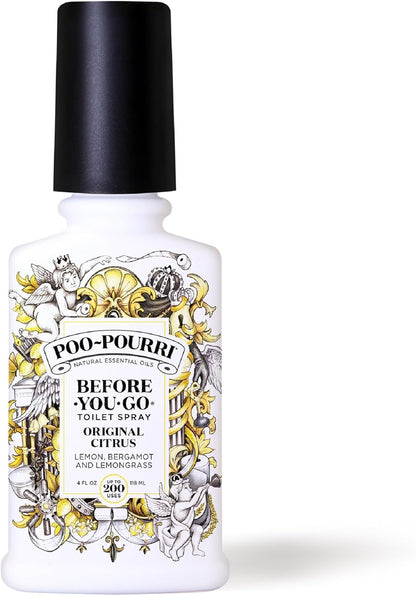 Poo-Pourri Before-You-Go Toilet Spray Refill, Original Citrus, 16 Fl Oz, Up to 800 Uses, Bathroom Odor Deodorizer with Essential Oils for Home or Work, Lemon, Bergamot and Lemongrass Scent