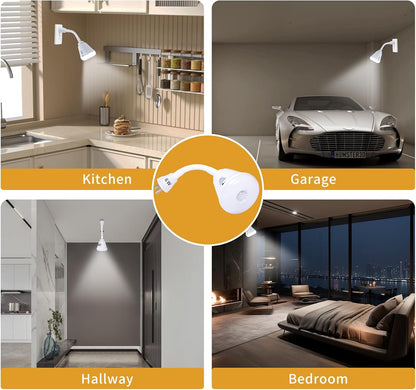 2 Pcs Plug in Motion Sensor Night Light Indoor LED Infrared Motion Detector Night Light for AC Outlet, Dusk to Dawn Sensor, 360° Rotating for Stairs Garage, 6W Cool White Light US Plug