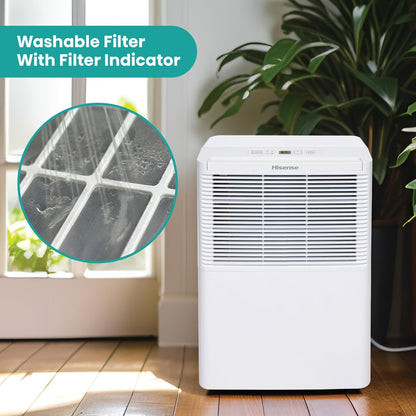 Hisense 25 Pint Small Compact Portable Dehumidifier, Energy Efficient Quiet Humidity Absorber Moisture Extractor for Bathroom Bedroom Room Garage Attic Home Crawl Space Closet