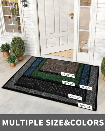 Yimobra Front Door Mat Outdoor Indoor, 29.5x17 All-Season Waterproof Door Mat Outside Entrance, All-Weather Non-Slip Outside Doormat for Garage Patio Entryway, Brown