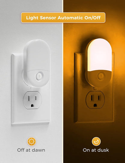 L LOHAS LED Night Lights Plug into Wall, [2 Pack] LED Dimmable Night Light with Light Sensors, 30/60LM Adjustable Brightness Nightlights, Soft White 3000K Automatic Night Light for Kid, Hallway