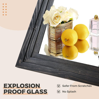65"x22" Full Length Mirror Solid Wood Frame Floor Mirror with Stand for Living Room, Bedroom Hanging Standing or Leaning, Brown