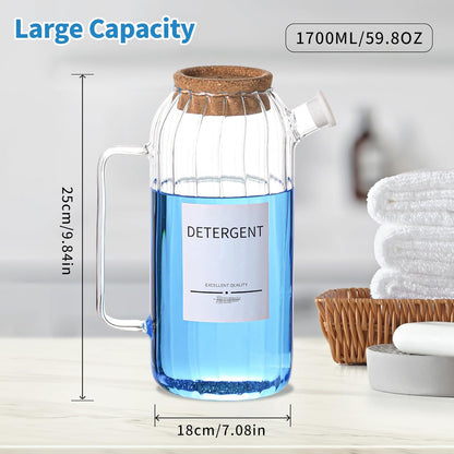 60oz Liquid Laundry Detergent Dispenser with Lables,Glass Laundry Detergent Dispenser,Laundry Detergent Container Laundry Liquid Dispenser