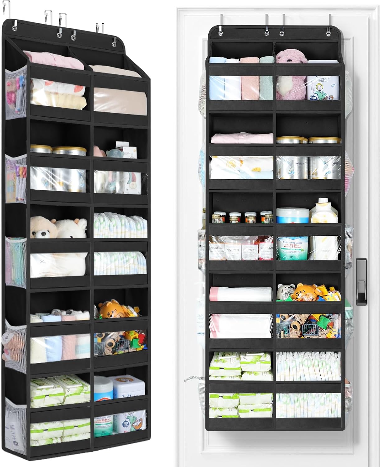Yecaye 5-Tier Over The Door Organizer Dual-Column, 80lbs Load Over The Door Storage of 10 Compartments, Heavy Duty Door Organizer Hanging for Bedroom Closet Dorm Bathroom Pantry, Grey 1 Pack