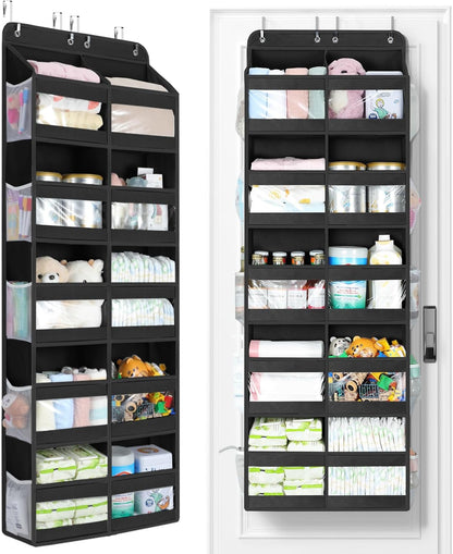 Yecaye 5-Tier Over The Door Organizer Dual-Column, 80lbs Load Over The Door Storage of 10 Compartments, Heavy Duty Door Organizer Hanging for Bedroom Closet Dorm Bathroom Pantry, Grey 1 Pack
