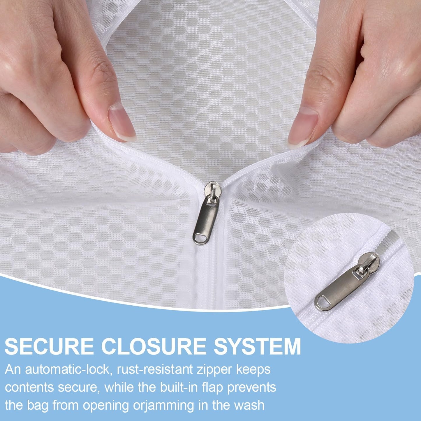Honeycomb Mesh Laundry Bags 3 Pack (2XL+1L), Durable Washing Bags with Auto-Lock Zippers, Heavy Duty Mesh Wash Bags for Delicates, Lingerie, Bra, Sock, Travel Storage Organizer