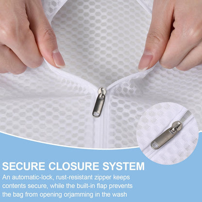 Honeycomb Mesh Laundry Bags 3 Pack (2XL+1L), Durable Washing Bags with Auto-Lock Zippers, Heavy Duty Mesh Wash Bags for Delicates, Lingerie, Bra, Sock, Travel Storage Organizer