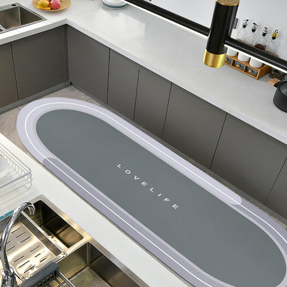 Rubber Bath mats Quick-Drying Non-Slip Bathroom mat Super Absorbent Bath mat Instant Dry Bath mat, Bathroom Rug in Front of The Kitchen Sink, Shower Room, Bathtub, Oval(Grey+16.9x26.7in)