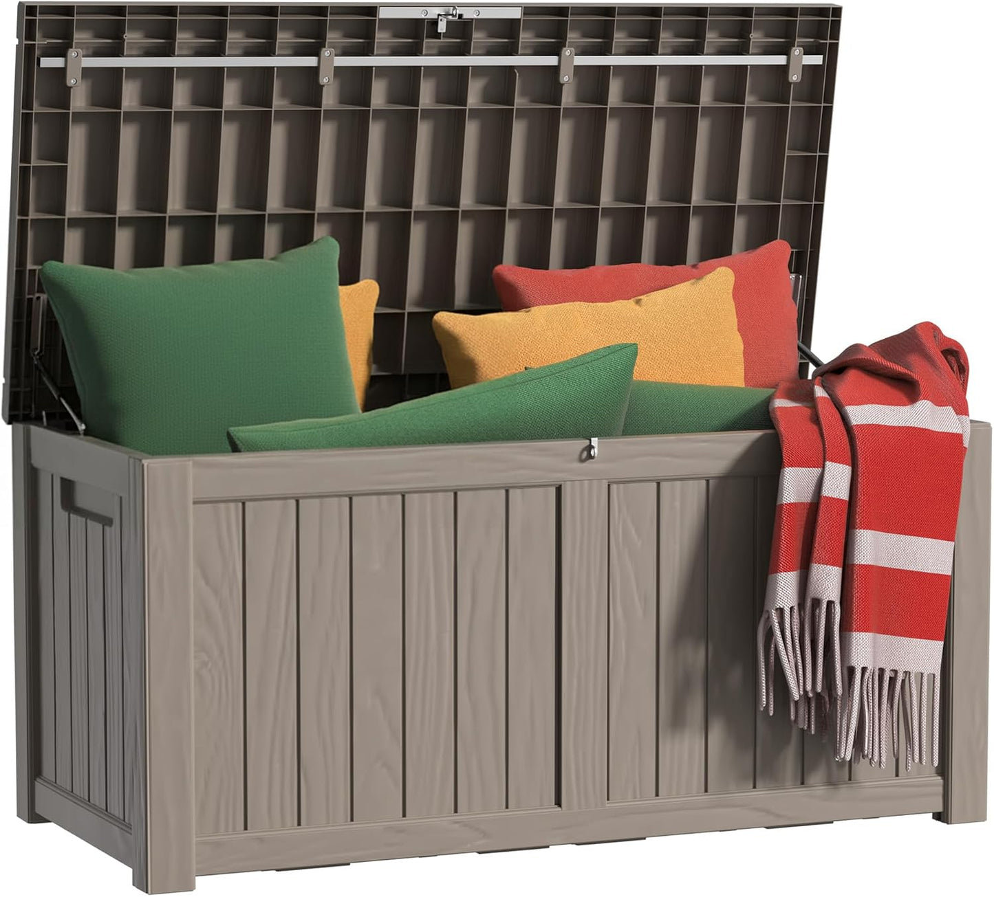 EasyUp 50 Gallon Outdoor Storage Box Waterproof Lockable Deck Boxes | UV Resistant Resin, for Garden Tools Cushions Patio Equipment, 300 lbs Capacity, Portable Design, Easy 16-Min Assembly
