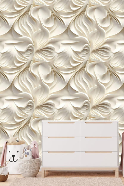 Floral Peel and Stick Wallpaper 3D Effect Interior Wall Décor Contact Paper Self Adhesive Removable Renter Friendly for Bedroom Living Cabinet Room 17.7in x 9.8ft (Not Textured Wallpaper