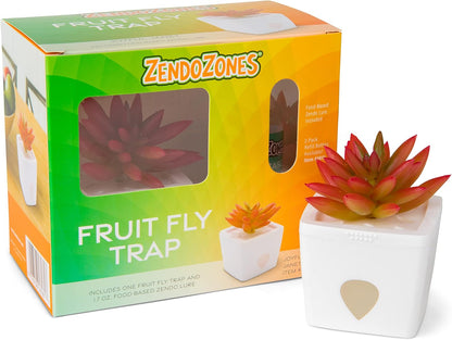 ZendoZones Succulent Fruit Fly Trap – Joyful Janet Design with White Base – Eco-Friendly Indoor Fruit Fly Control – Easy-to-Use Decorative Trap