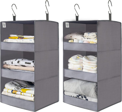 GRANNY SAYS 3-Shelf Hanging Closet Organizer and Storage, Collapsible Hanging Closet Shelves, Hanging Organizer for Closet & RV, Gray, 29 ½" H X 12" W X 12" D, 1-Pack
