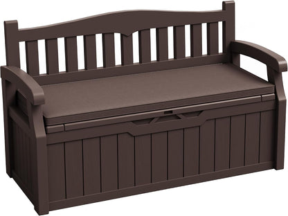 JUMMICO 80 Gallon Resin Outdoor Storage Bench, Large Deck Box with Armrest, Lockable&Waterproof for Garden, Home, Patio, Pools (Black, 80 Gallon)