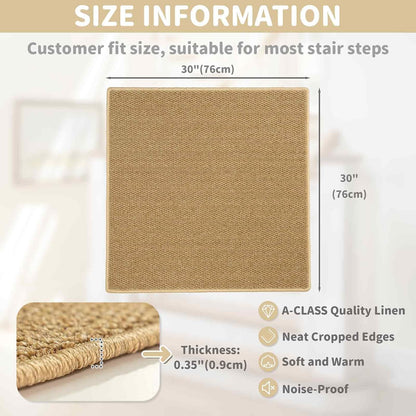 Brakki Bullnose Carpet Stair Treads, Non Slip Stair Treads for Wooden Steps Indoor, Stair Runner, Soft Stair Rugs, Edging Stair Protectors, Washable, 29.5"x9.5"x1.5" 14pcs, Beige