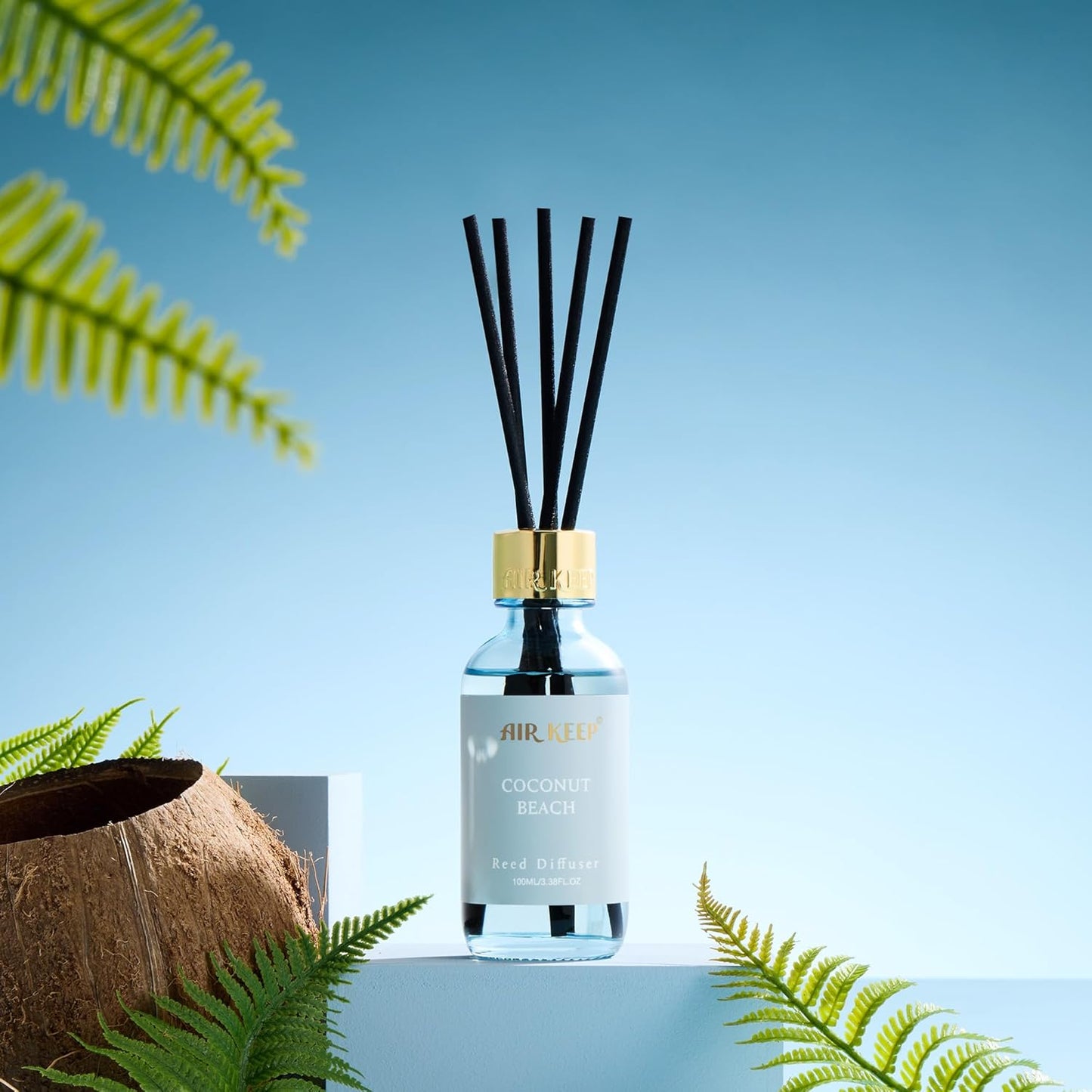Airkeep Reed Diffuser Oil Set with Reed Sticks,Vanilla Aromatherapy Oil Scent Diffuser for Home Office Bathroom Decoration Perfume and Gifts 3.38 oz/100ml