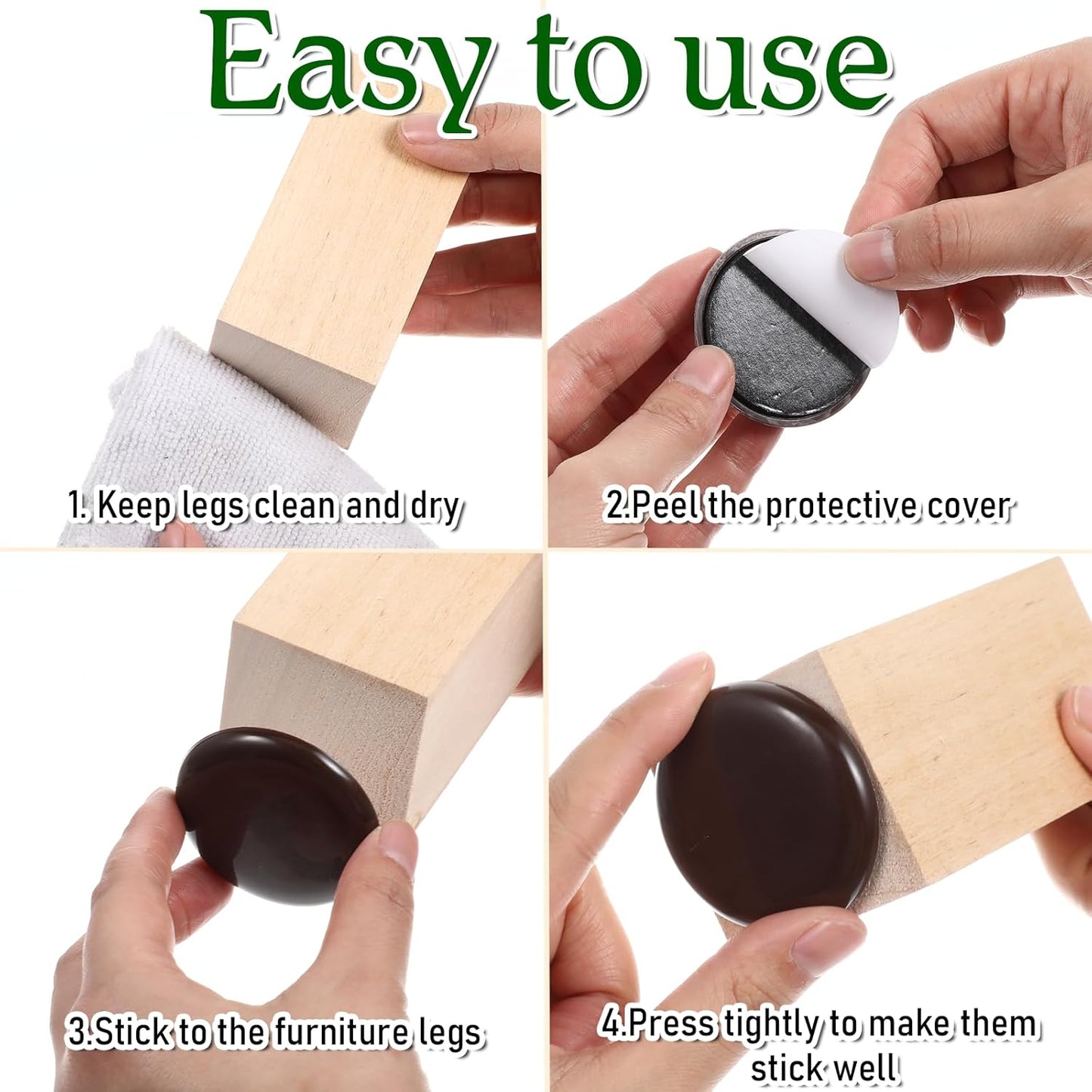 12Pcs Furniture Sliders for Carpet & Hardwood Floors, 2 Inch Furniture Movers Heavy Duty Moving Pads Self Adhesive Chair Leg Gliders for Floor Protectors(Coffee)