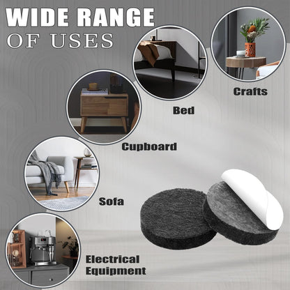 Yelanon Felt Furniture Pads -182 Pcs Premium Felt Pads for Chair Legs Furniture, Floor Protectors for Hardwood Floors, Black