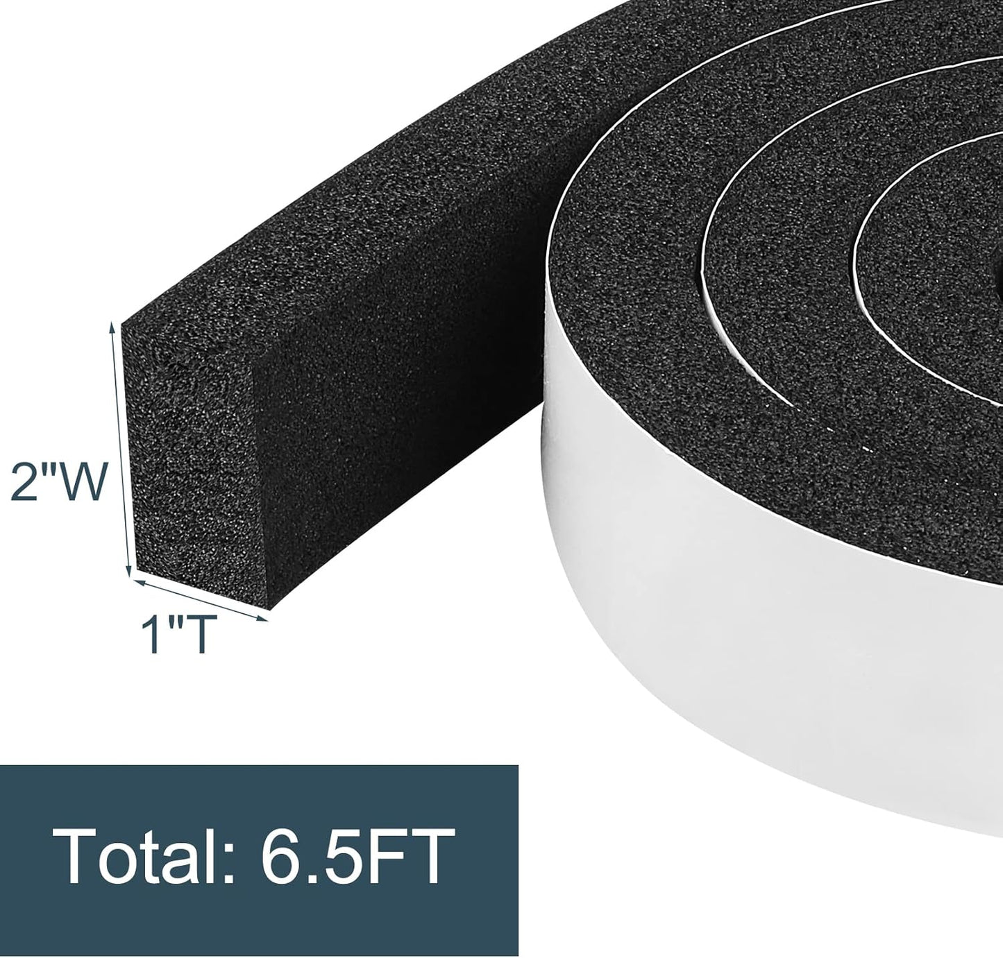 Seal Foam Tape,1/2 Inch W x 1/8 Inch T Weather Stripping for Door and Window,High Density Single Sided Closed Cell Door Insulation Weather Strip, 3 Rolls Total 50FT Black